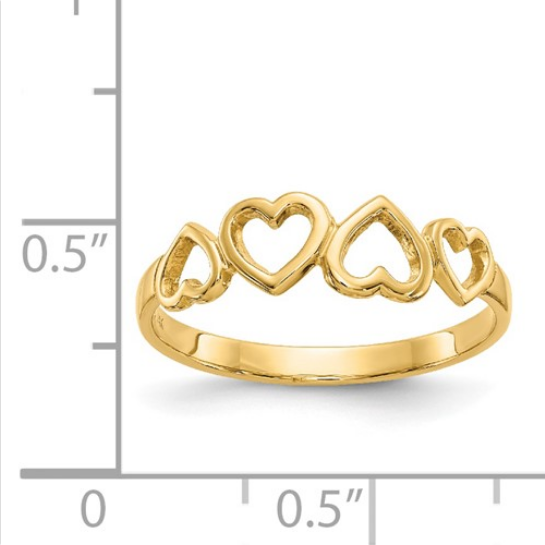 14k Heart Row Ring