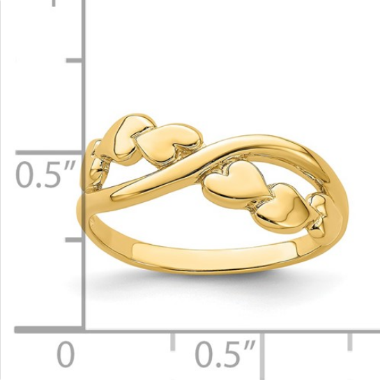 14k Polished with X Design Heart Band