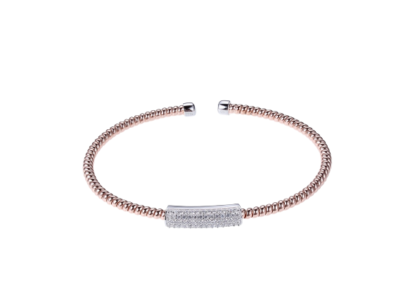 Charles Garnier Rose Gold Bar Cuff Bangle | S1Q15K00ZY
