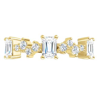 14K Stunning Yellow Gold Emerald Band| RIG0008