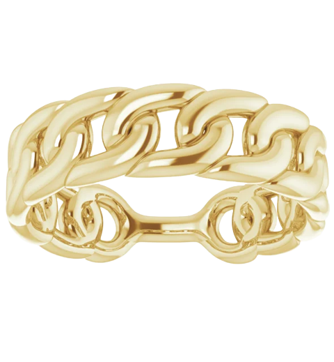14K Yellow Stackable Chain Link Ring| RIG0014