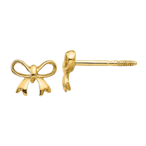14k Yellow Gold Bow Post Earrings| GK598