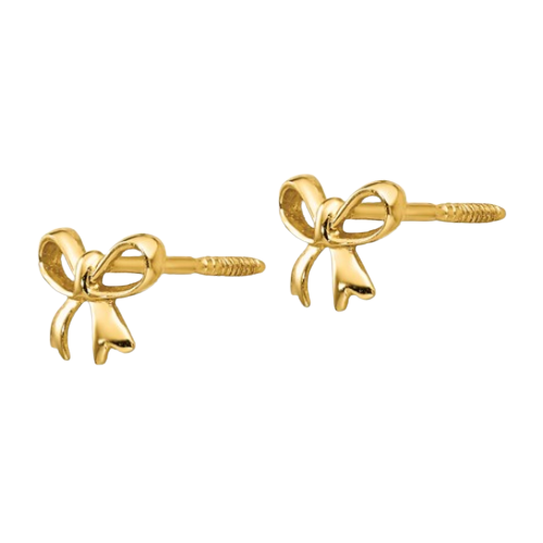14k Yellow Gold Bow Post Earrings| GK598