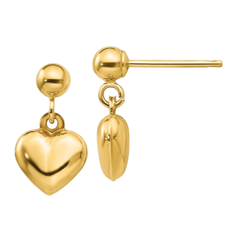 Heart shaped dangle earrings top