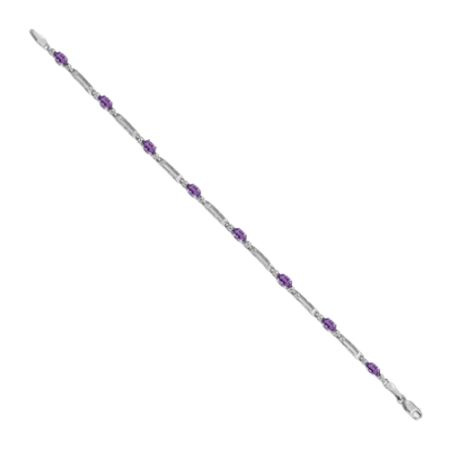 14k White Gold Diamond and Amethyst Bracelet