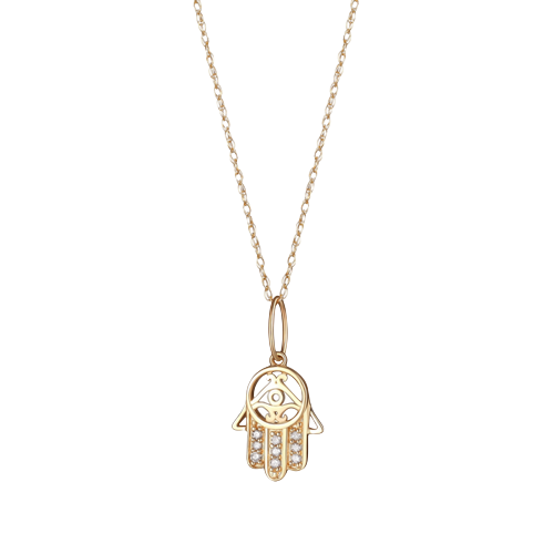 10kt Diamond Hamsa Hand Necklace| 23AQ85HHJY