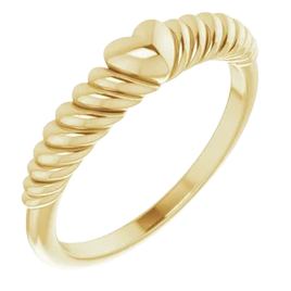 14K Yellow Rope Heart Dome Ring