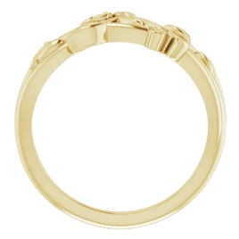14K Yellow Floral Criss-Cross Ring