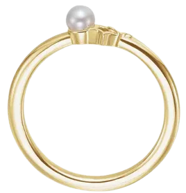 14K Yellow Freshwater Cultured Pearl Youth Double Star Ring