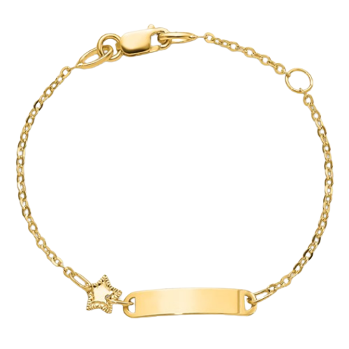 14K Polished ID with Star Childrens Bracelet