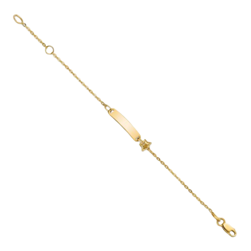 14K Polished ID with Star Childrens Bracelet