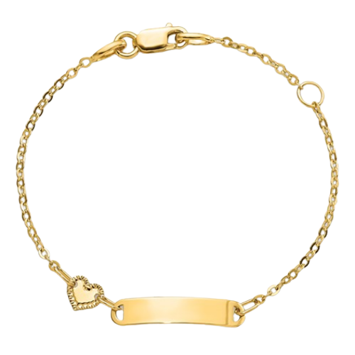 14K Polished ID with Heart Childrens Bracelet
