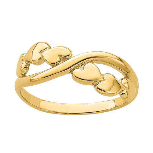 14k Polished with X Design Heart Band