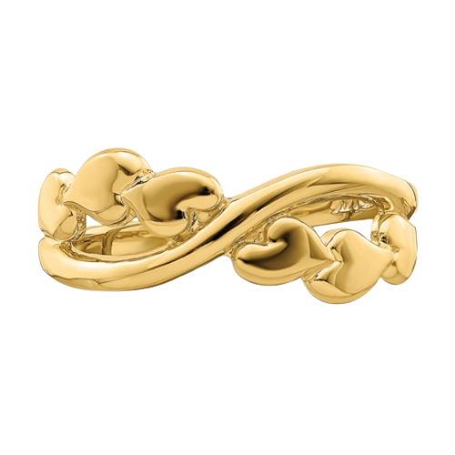 14k Polished with X Design Heart Band