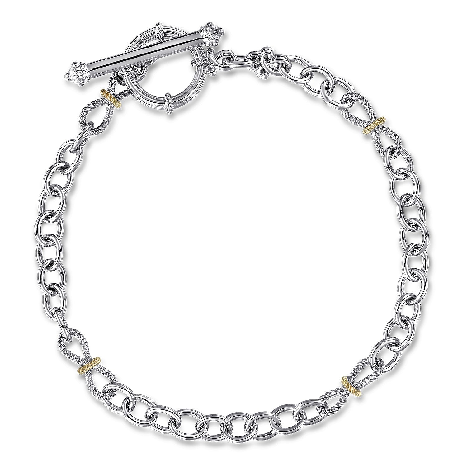 Gabriel & Co 925 Sterling Silver-18K Yellow Gold Chain Link Toggle Bracelet | TB2623MYJJJ