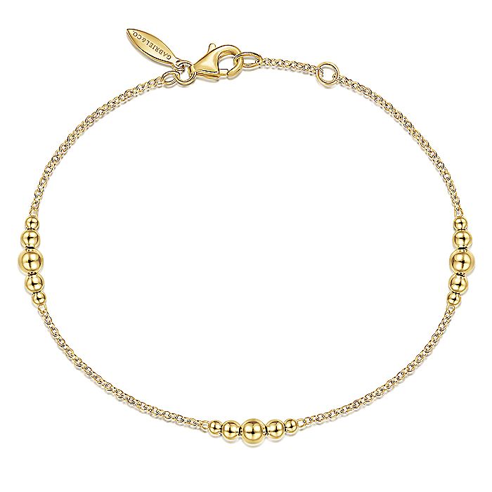 14K Yellow Gold Chain Bracelet with Graduating Bead Stations | TB4416Y4JJJ