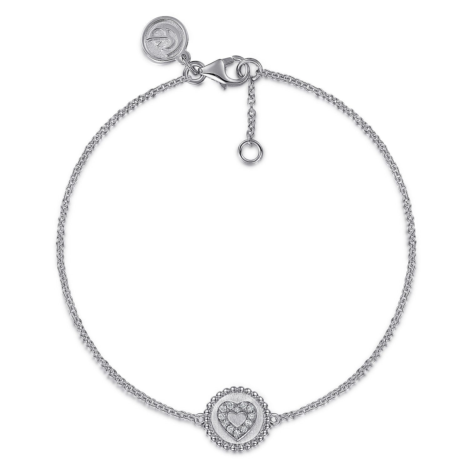 Gabriel & Co 925 Sterling Silver Diamond Bujukan Heart Bracelet | TB4645SV5JJ