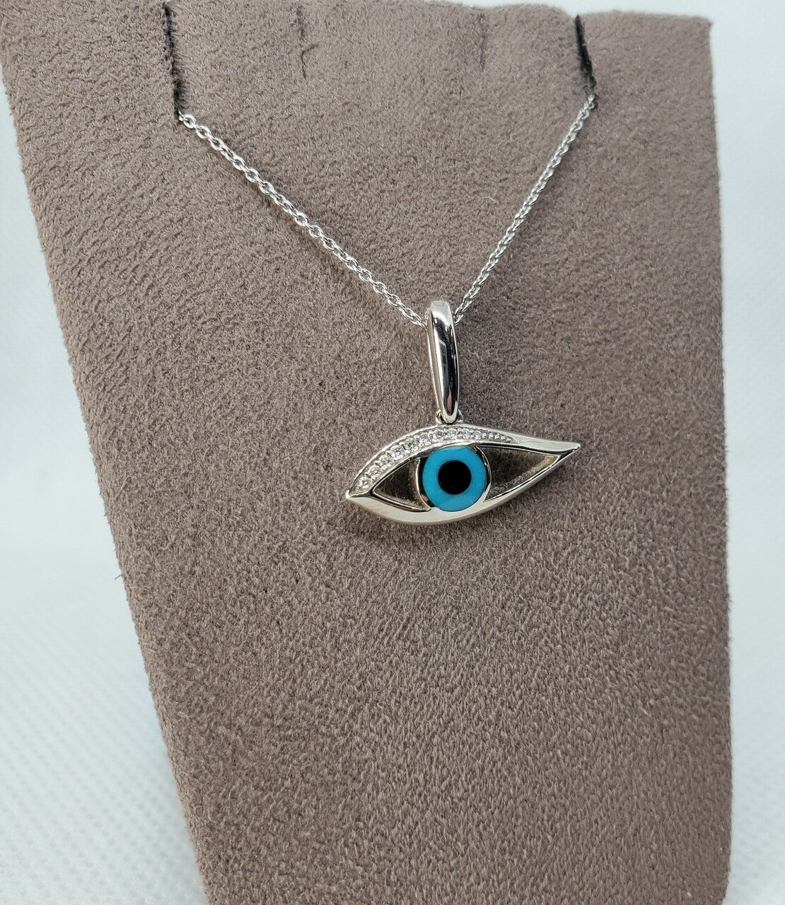 Kabana evil eye pendant with turquoise, black onyx & diamonds in white gold | 804-00015