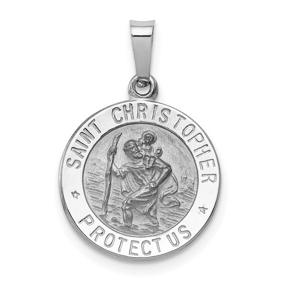 14k White Gold Saint Christopher Medal | XR513