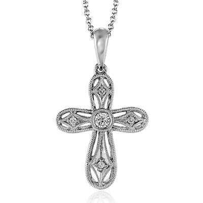 Zp113 Cross Pendant 14k Gold White