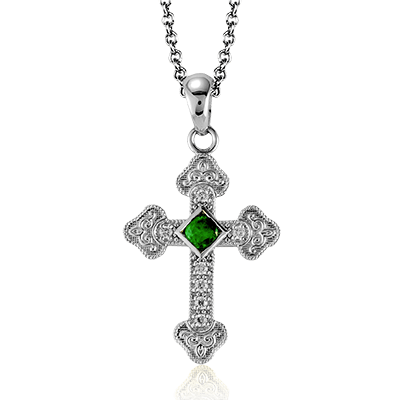 Zp375 Cross Pendant 14k Gold White