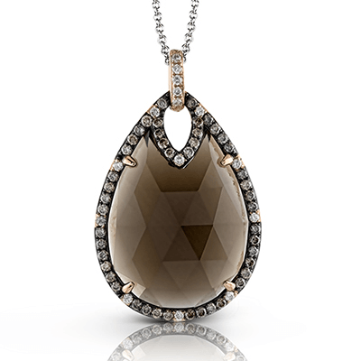 Zp628 Color Pendant 14k Gold White And Brown