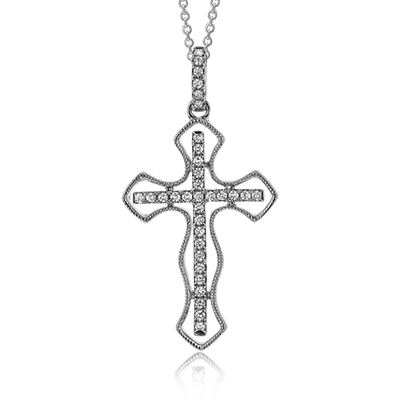 Zp760 Cross Pendant 14k Gold White