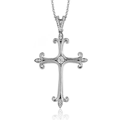 Zp796 Cross Pendant 14k Gold White