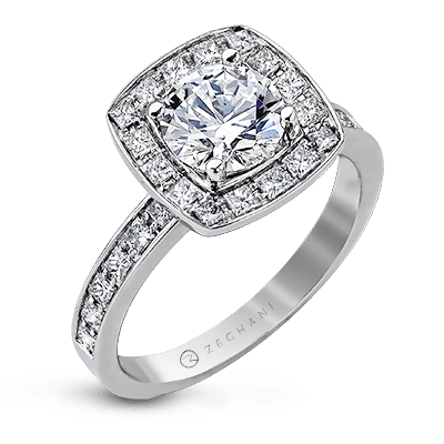 Zr1038 Engagement Ring 14k Gold White Semi
