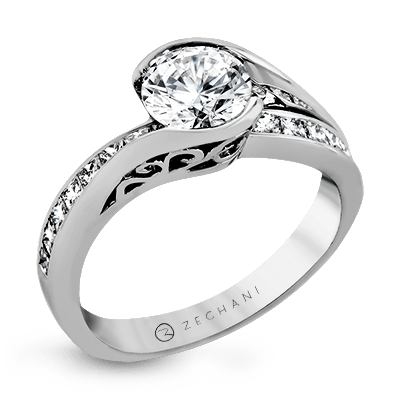 Zr1049 Engagement Ring 14k Gold White Semi