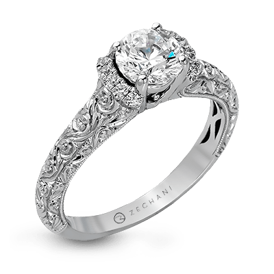Zr1051 Engagement Ring 14k Gold White Semi