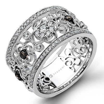 Zr1058 Right Hand Ring 14k Gold White And Brown