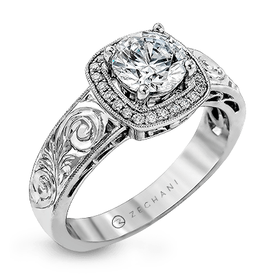 Zr1068 Engagement Ring 14k Gold White Semi