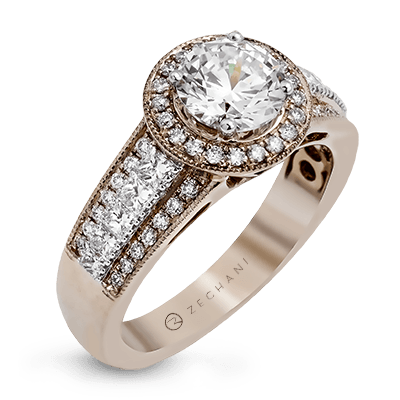Zr1134 Engagement Ring 14k Gold White Semi