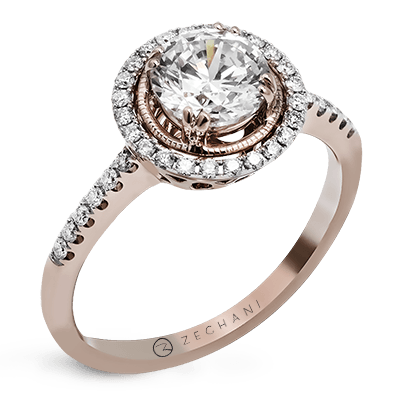 Zr1136 Engagement Ring 14k Gold White Semi