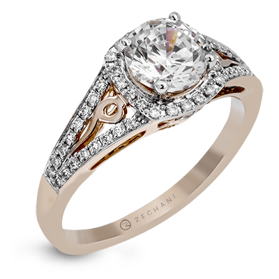 Zr1137 Engagement Ring 14k Gold White Semi