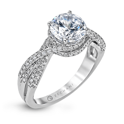 Zr1155 Engagement Ring 14k Gold White Semi