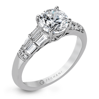 Zr1164 Engagement Ring 14k Gold White Semi
