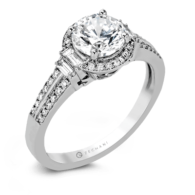 Zr1165 Engagement Ring 14k Gold White Semi