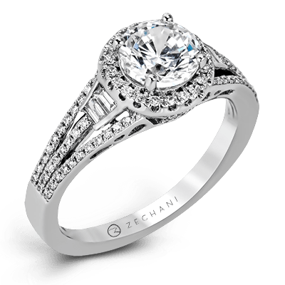 Zr1167 Engagement Ring 14k Gold White Semi