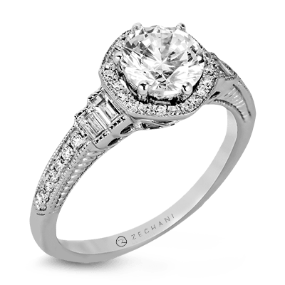 Zr1168 Engagement Ring 14k Gold White Semi