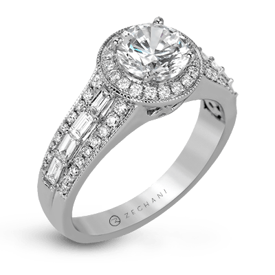 Zr1169 Engagement Ring 14k Gold White Semi