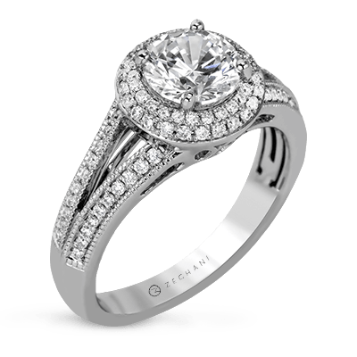 Zr1170 Engagement Ring 14k Gold White Semi