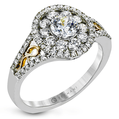 Zr1193 Engagement Ring 14k Gold White Semi