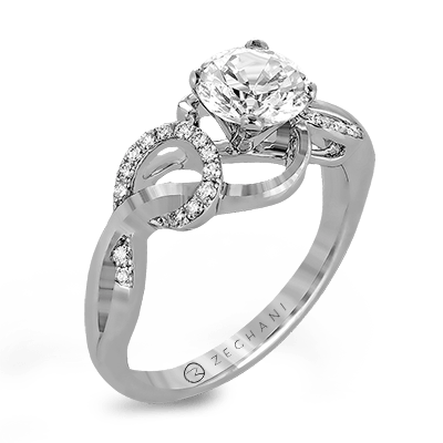 Zr1201 Engagement Ring 14k Gold White Semi
