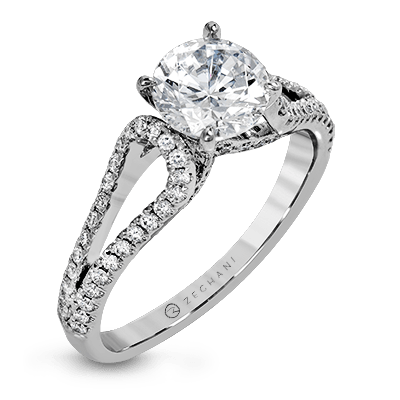 Zr1226 Engagement Ring 14k Gold White Semi