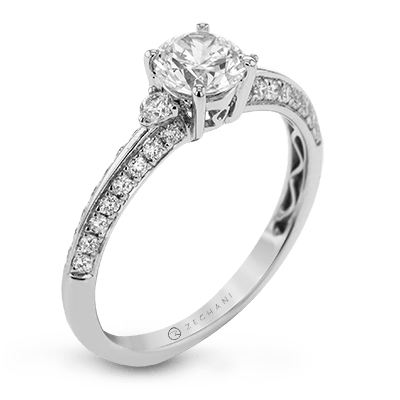 Zr1227 Engagement Ring 14k Gold White Semi