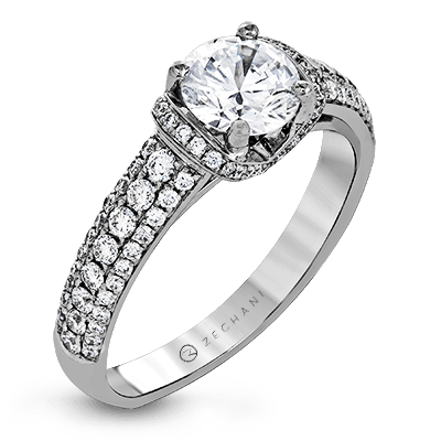 Zr1229 Engagement Ring 14k Gold White Semi