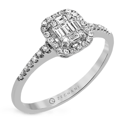 Zr1230 Engagement Ring 14k Gold White Semi