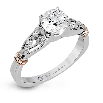 Zr1237 Engagement Ring 14k Gold White Semi